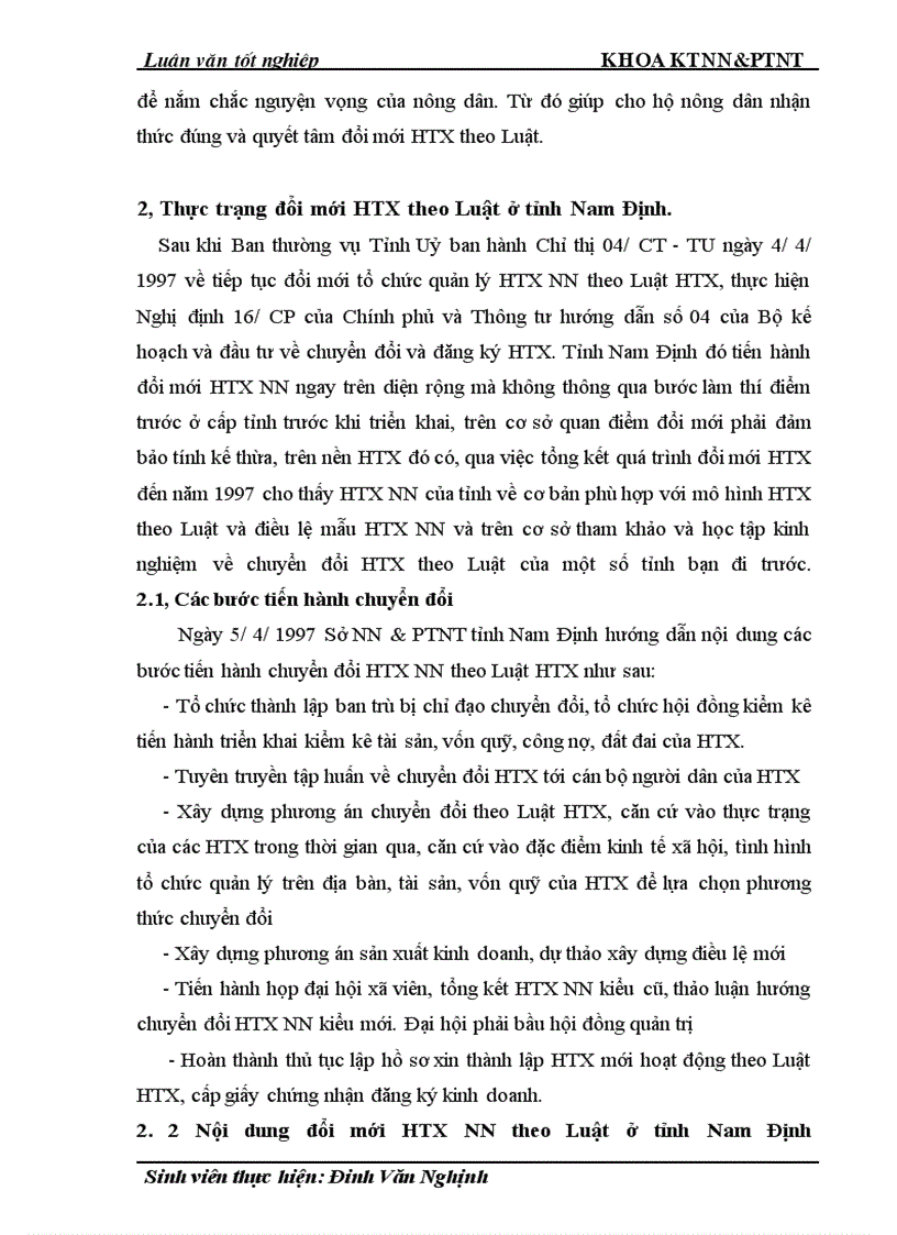 image for page Thực trạng và giải pháp đổi mới HTX nông nghiệp theo Luật ở tỉnh Nam Định