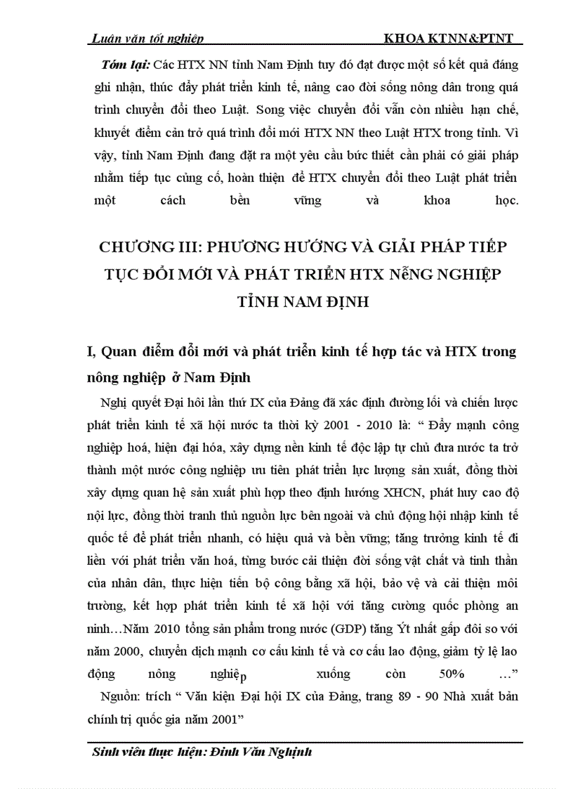 image for page Thực trạng và giải pháp đổi mới HTX nông nghiệp theo Luật ở tỉnh Nam Định