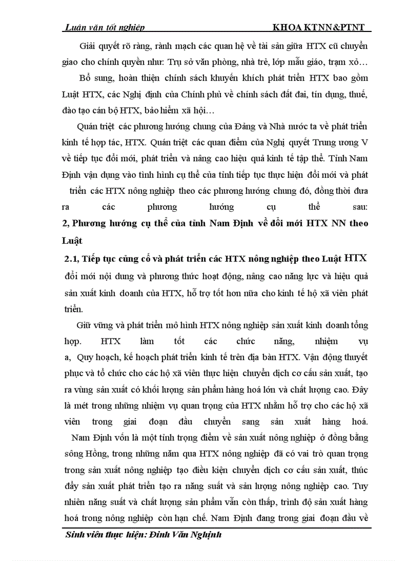 image for page Thực trạng và giải pháp đổi mới HTX nông nghiệp theo Luật ở tỉnh Nam Định
