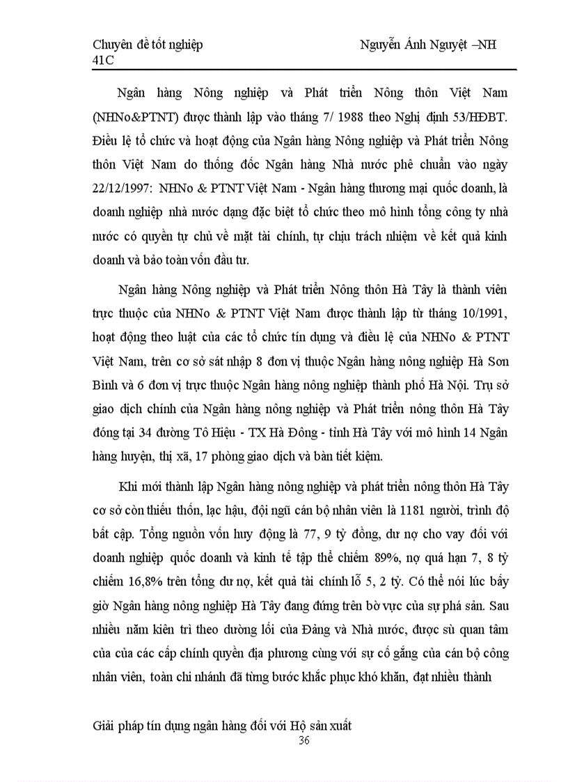 image for page Một số giải pháp nâng cao chất lượng tín dụng hộ sản xuất tại NHNo & PTNT Hà tây