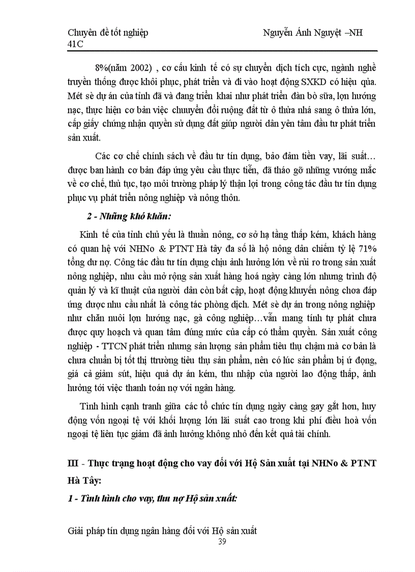 image for page Một số giải pháp nâng cao chất lượng tín dụng hộ sản xuất tại NHNo & PTNT Hà tây