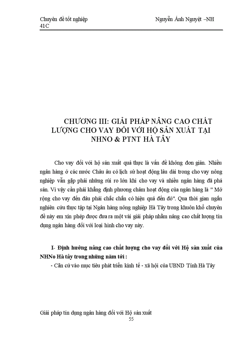 image for page Một số giải pháp nâng cao chất lượng tín dụng hộ sản xuất tại NHNo & PTNT Hà tây