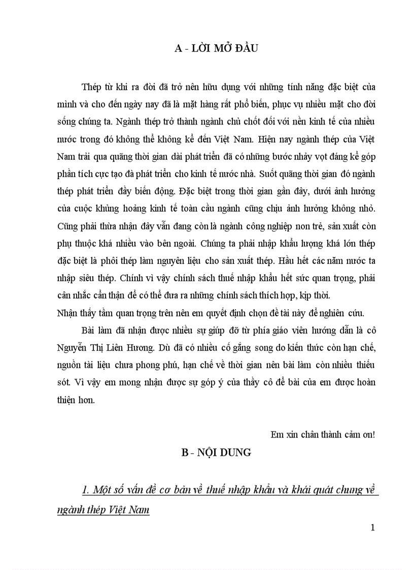 image for page Một số vấn đề cơ bản về thuế nhập khẩu và khái quát chung về ngành thép Việt Nam