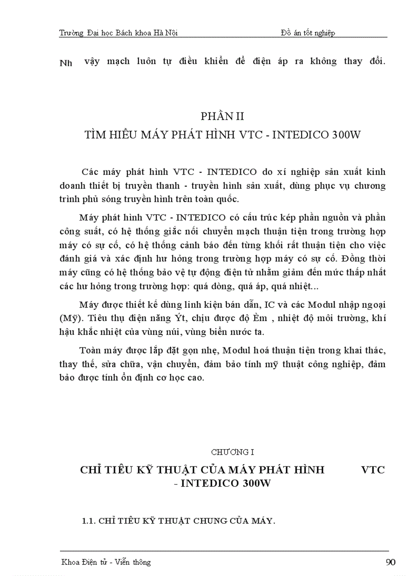 image for page Mô tả mặt máy phát hình VTC- INTEDICo