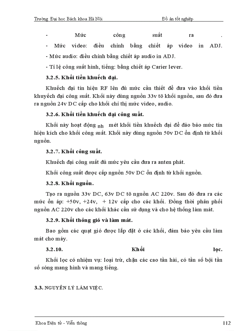 image for page Mô tả mặt máy phát hình VTC- INTEDICo