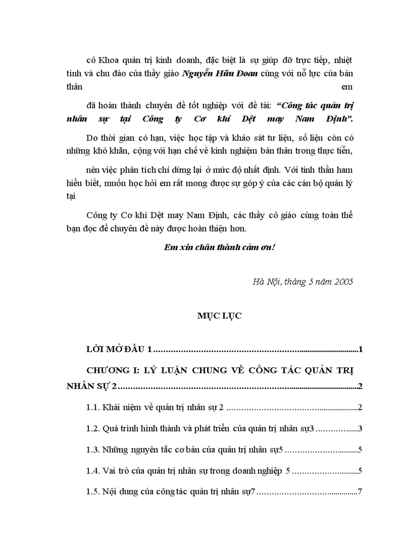 image for page Công tác quản trị nhân sự tại Công ty Cơ khí - Dệt may Nam Định