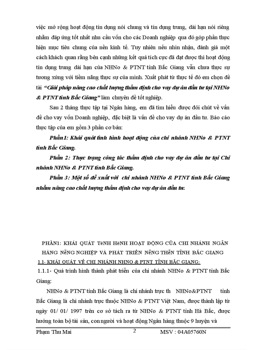 image for page Giải pháp nâng cao chất lượng thẩm định cho vay dự án đầu tư tại NHNo&PTNT tỉnh Bắc Giang làm chuyên đề tốt nghiệp