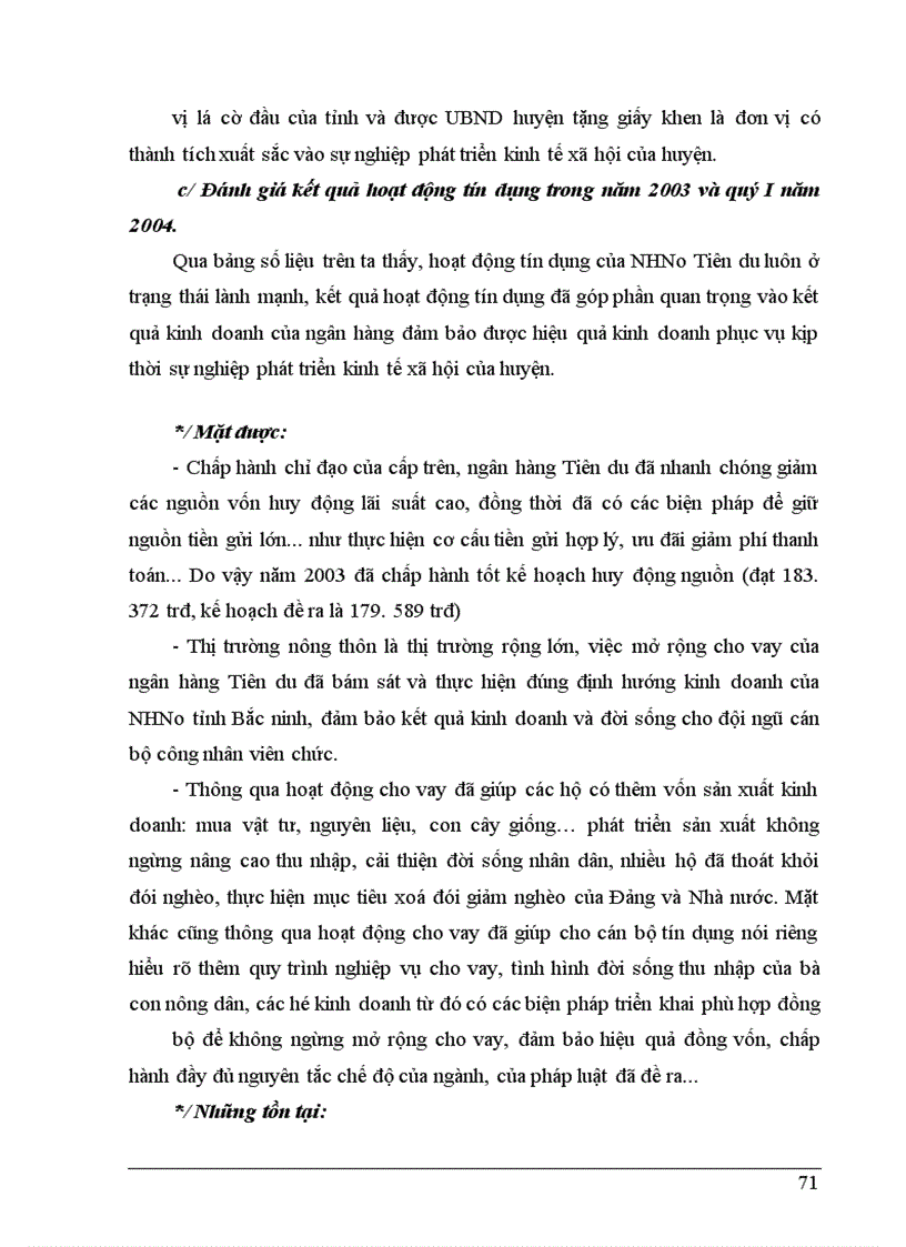 image for page Giải pháp phòng ngừa và hạn chế rủi ro tín dụng tại NHNo&PTNT Huyện Tiên Du - Tỉnh Bắc Ninh