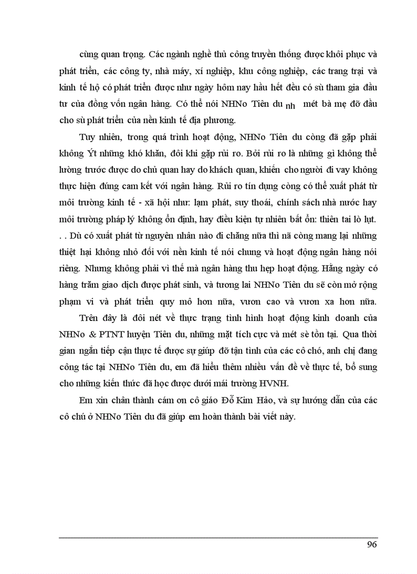 image for page Giải pháp phòng ngừa và hạn chế rủi ro tín dụng tại NHNo&PTNT Huyện Tiên Du - Tỉnh Bắc Ninh
