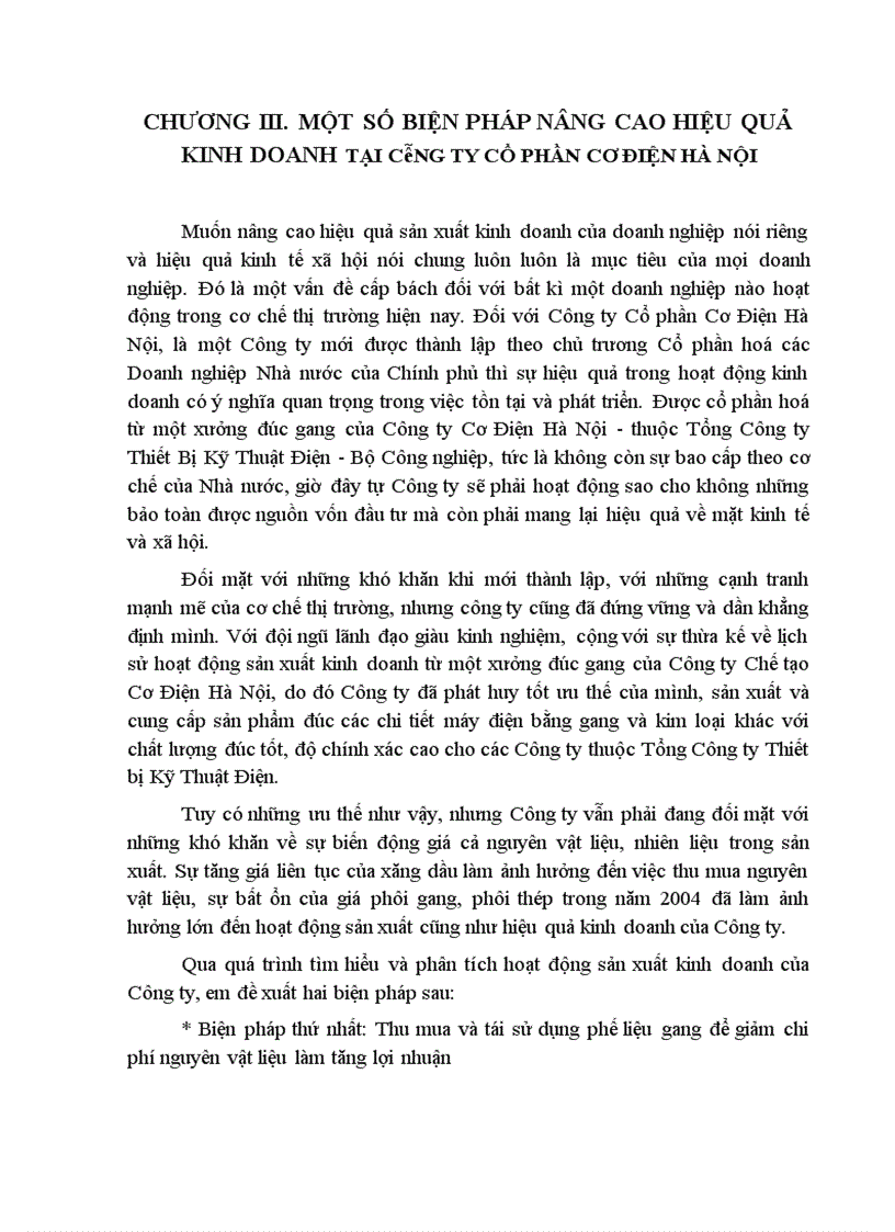 image for page Phân tích và đề xuất biện pháp nâng cao hiệu quả kinh doanh tại Công ty Cổ Phần Cơ Điện Hà Nội
