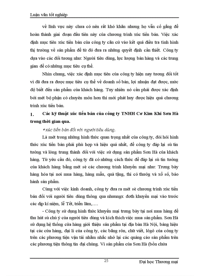 image for page Nghiệp vụ xúc tiến bán tại công ty TNHH Cơ Kim Khí Sơn Hà