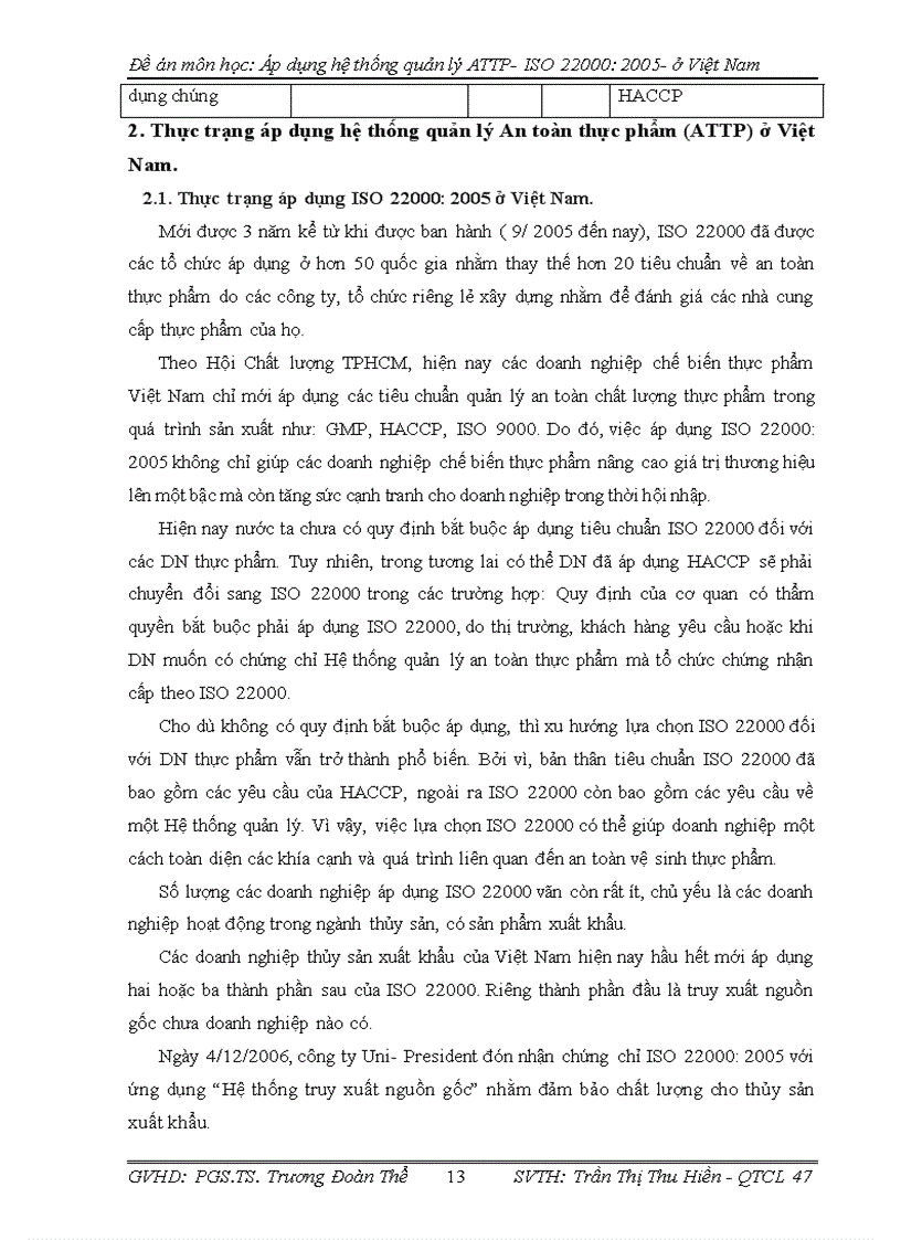 image for page Áp dụng hệ thống Quản lý an toàn thực phẩm - ISO 22000: 2005- ở Việt Nam