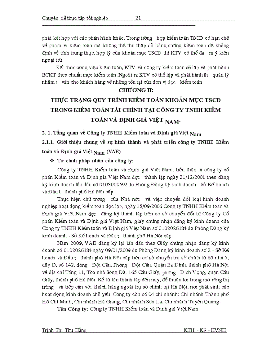 image for page Hoàn thiện quy trình kiểm toán khoản mục tài sản cố định trong kiểm toán báo cáo tài chính do Công ty TNHH Kiểm toán và Định giá Việt Nam thực hiện