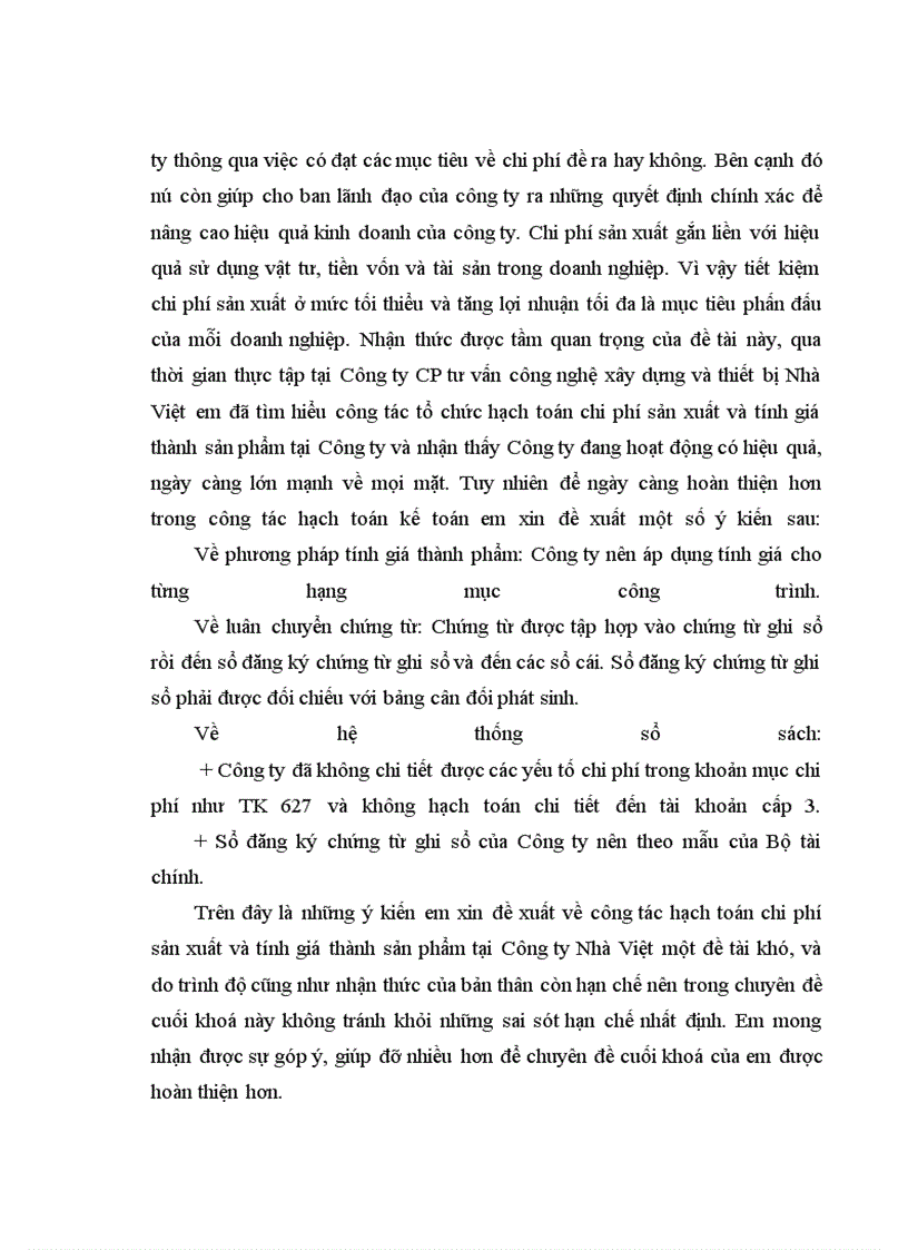 image for page Thực trạng về kế toán chi phí sản xuất và tính giá thành sản phẩm xây lắp tại công ty cp tư vấn công nghệ xây dựng và thiết bị nhà Việt