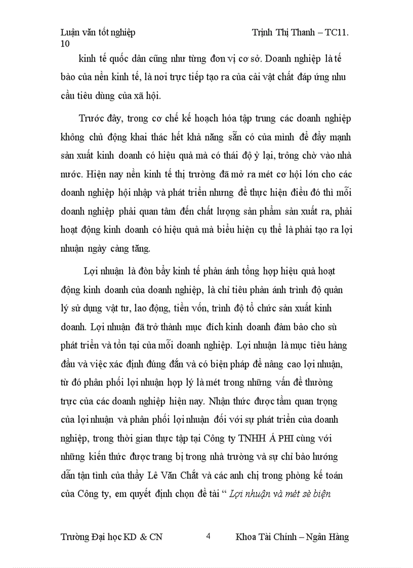 image for page Lợi nhuận và một số biện pháp làm tăng lợi nhuận tại Công ty TNHH á phi