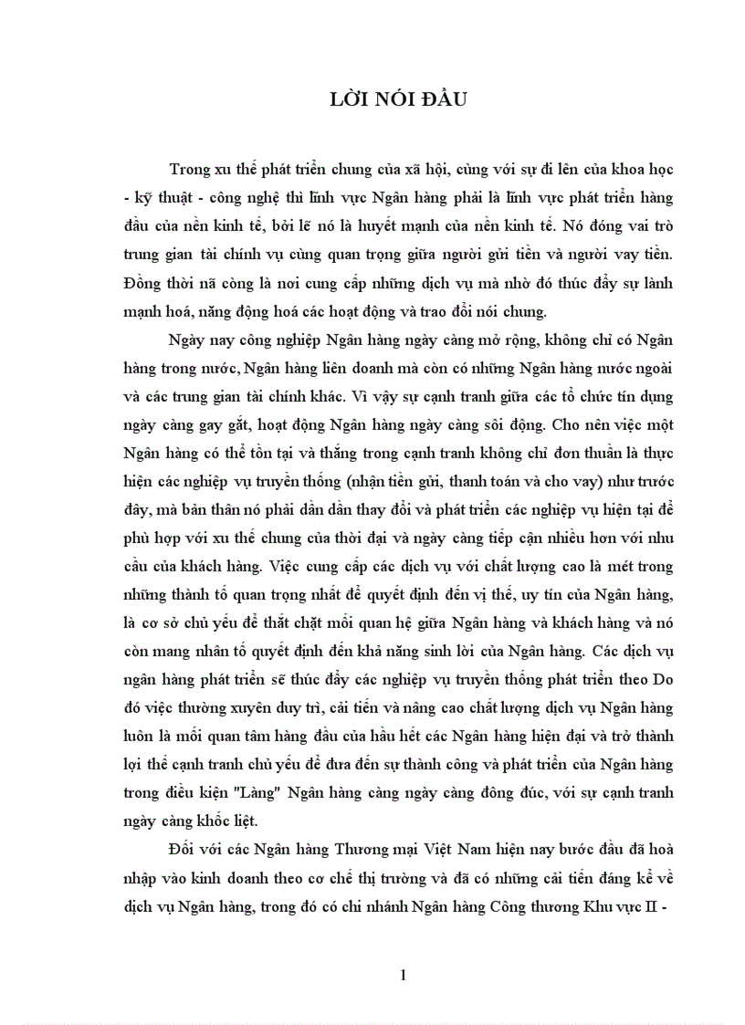 image for page Phát triển và nâng cao chất lượng dịch vụ tại chi nhánh Ngân hàng Công thương Khu vực II - Hai Bà Trưng.