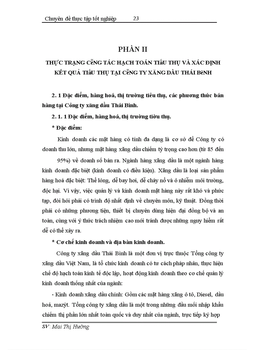 image for page Hoàn thiện công tác hạch toán tiêu thụ và xác định kết quả tiêu thụ tại Công ty xăng dầu Thái Bình