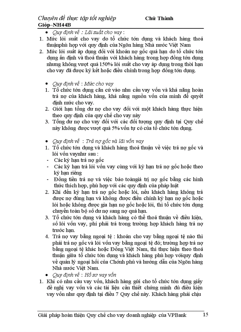 image for page Giải pháp hoàn thiện Quy chế cho vay doanh nghiệp của VPBank chi nhánh Hà Nội