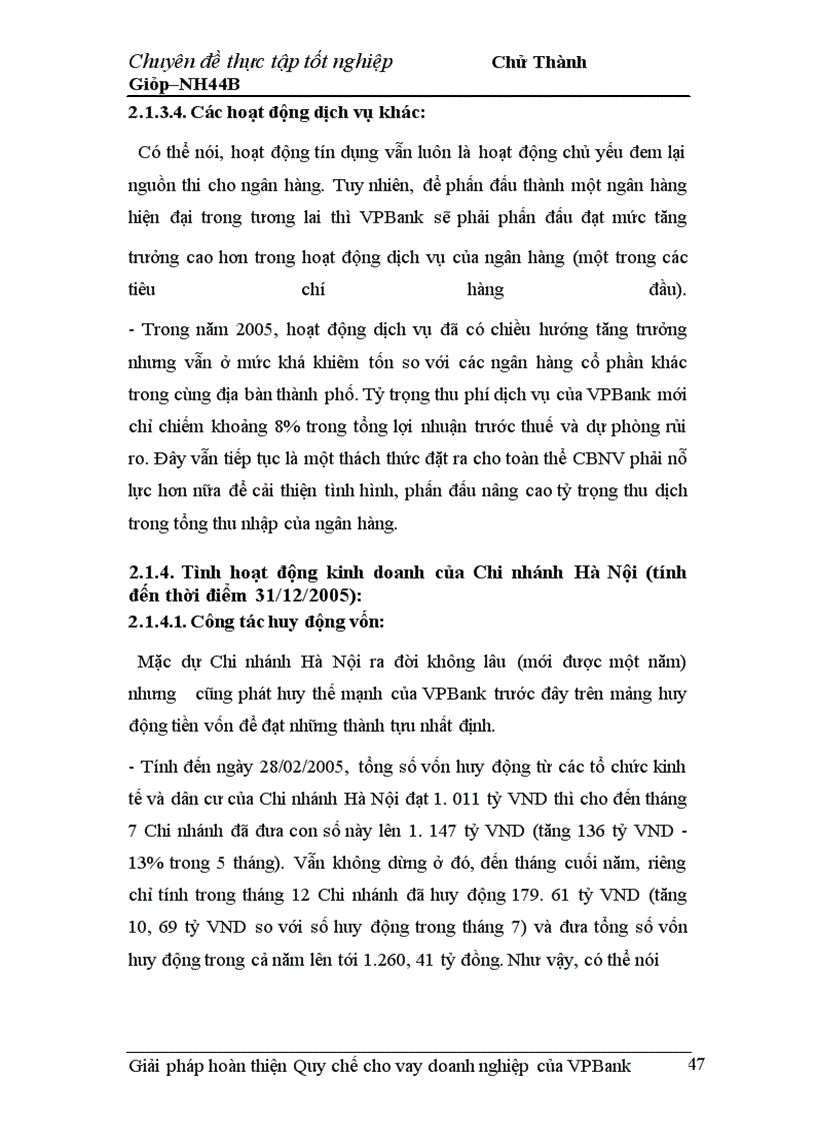 image for page Giải pháp hoàn thiện Quy chế cho vay doanh nghiệp của VPBank chi nhánh Hà Nội