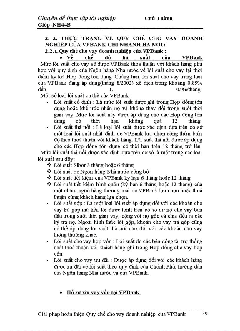 image for page Giải pháp hoàn thiện Quy chế cho vay doanh nghiệp của VPBank chi nhánh Hà Nội