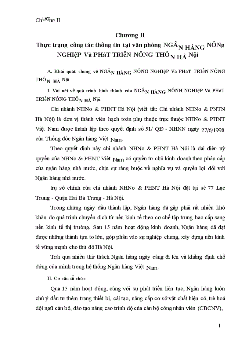 image for page Thực trạng và giải pháp hoàn thiện công tác thông tin ở văn phòng NHNo & PTNT Hà Nội