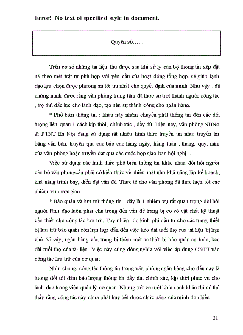 image for page Thực trạng và giải pháp hoàn thiện công tác thông tin ở văn phòng NHNo & PTNT Hà Nội