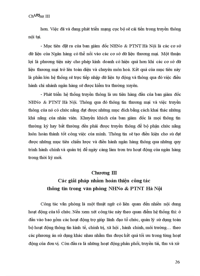 image for page Thực trạng và giải pháp hoàn thiện công tác thông tin ở văn phòng NHNo & PTNT Hà Nội