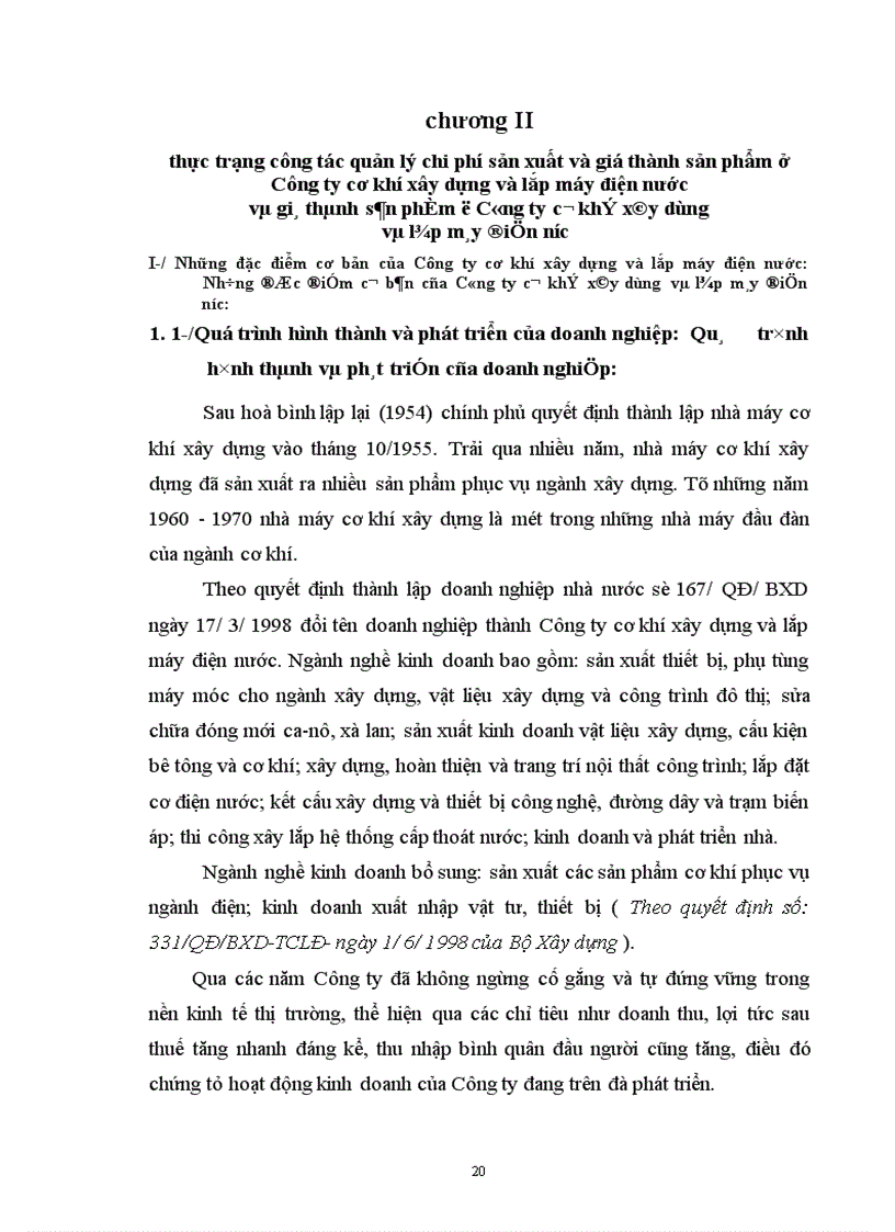 image for page Những phương hướng và biện pháp quản lý chi phí sản xuất và giá thành sản phẩm xây lắp ở Công ty cơ khí, xây dựng và lắp máy điện nước.