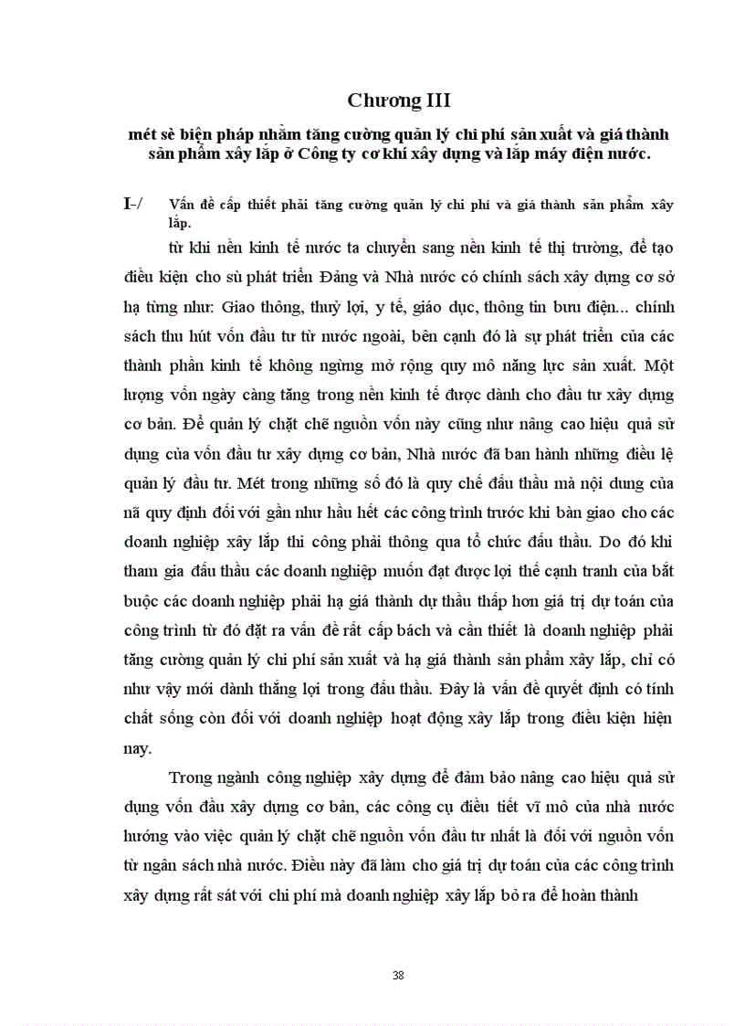 image for page Những phương hướng và biện pháp quản lý chi phí sản xuất và giá thành sản phẩm xây lắp ở Công ty cơ khí, xây dựng và lắp máy điện nước.