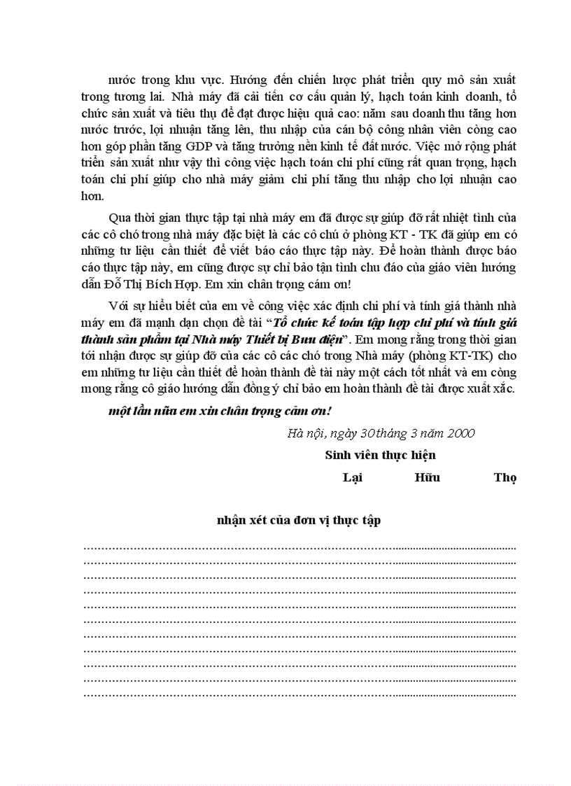 image for page Tổ chức kế toán tập hợp chi phí và tính giá thành sản phẩm tại Nhà máy Thiết bị Bưu điện