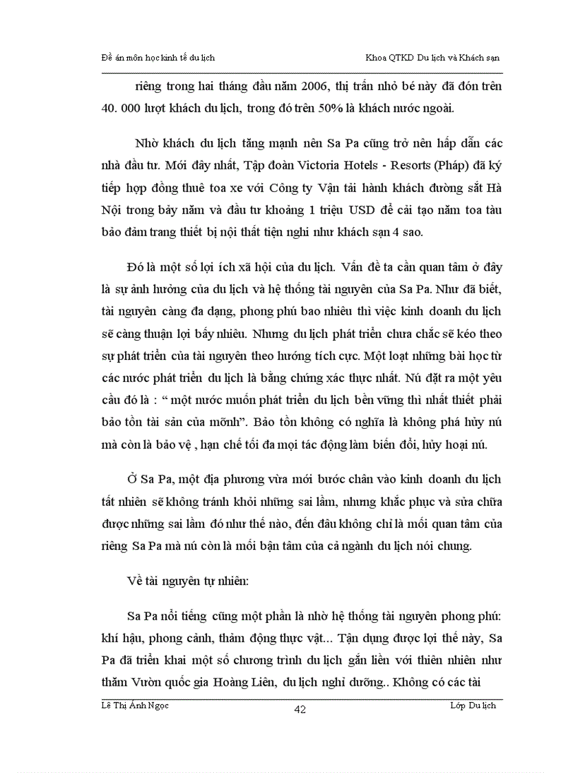 image for page Ảnh hưởng giữa việc phát triển du lịch và nguồn tài nguyên ở SaPa