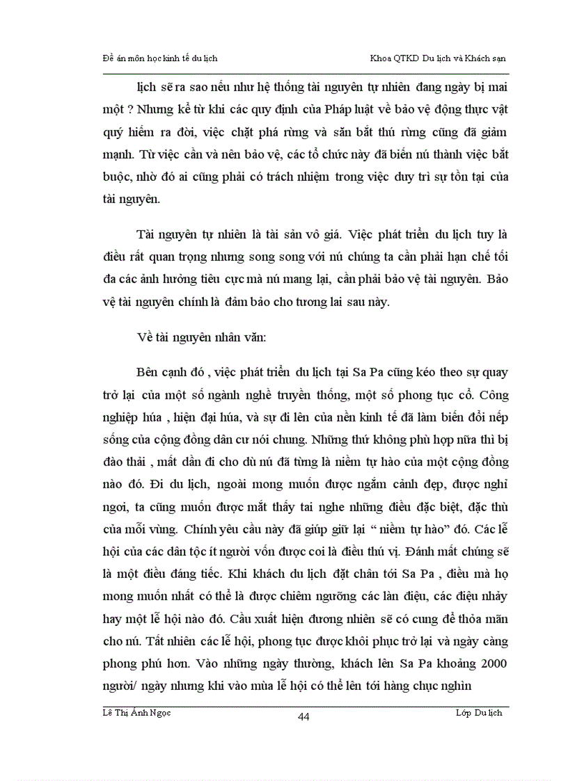 image for page Ảnh hưởng giữa việc phát triển du lịch và nguồn tài nguyên ở SaPa