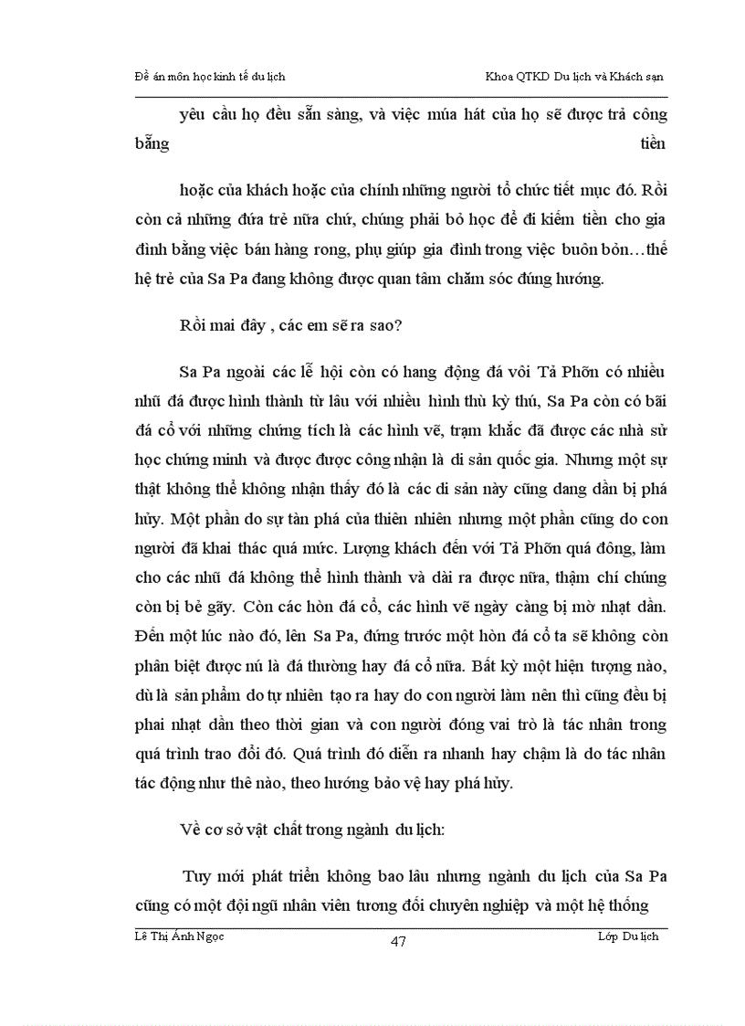 image for page Ảnh hưởng giữa việc phát triển du lịch và nguồn tài nguyên ở SaPa