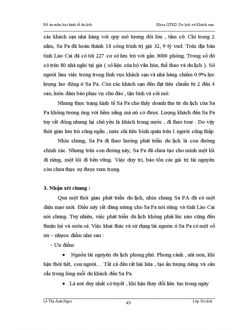 image for page Ảnh hưởng giữa việc phát triển du lịch và nguồn tài nguyên ở SaPa