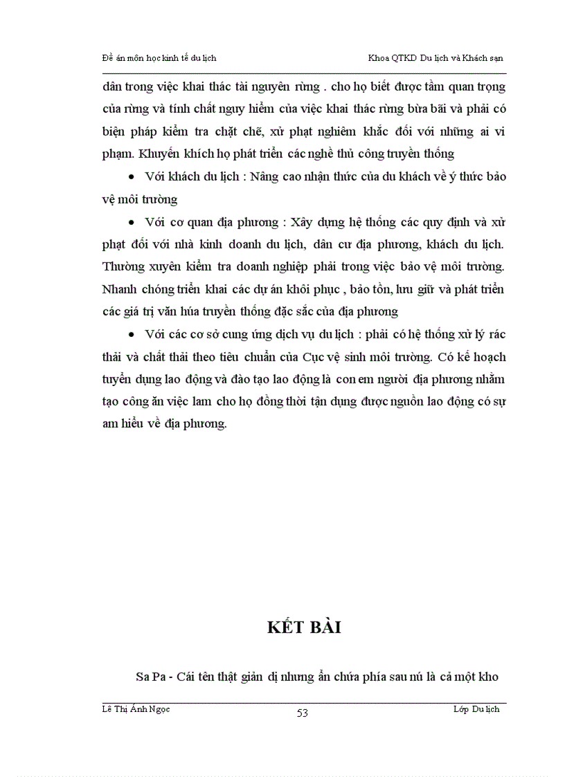 image for page Ảnh hưởng giữa việc phát triển du lịch và nguồn tài nguyên ở SaPa