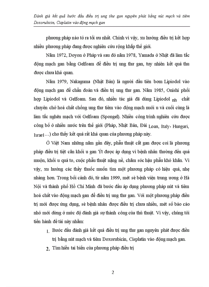 image for page Đánh giá kết quả bước đầu điều trị ung thư gan nguyên phát bằng nút mạch và tiêm Doxorubicin, Cisplatin vào động mạch gan
