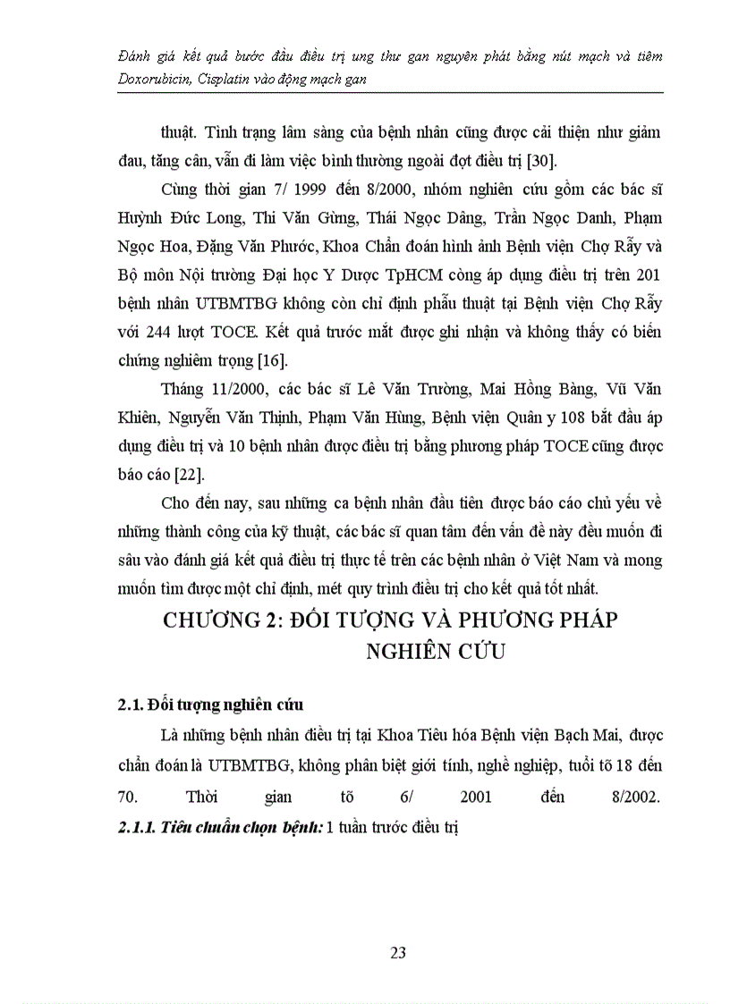 image for page Đánh giá kết quả bước đầu điều trị ung thư gan nguyên phát bằng nút mạch và tiêm Doxorubicin, Cisplatin vào động mạch gan