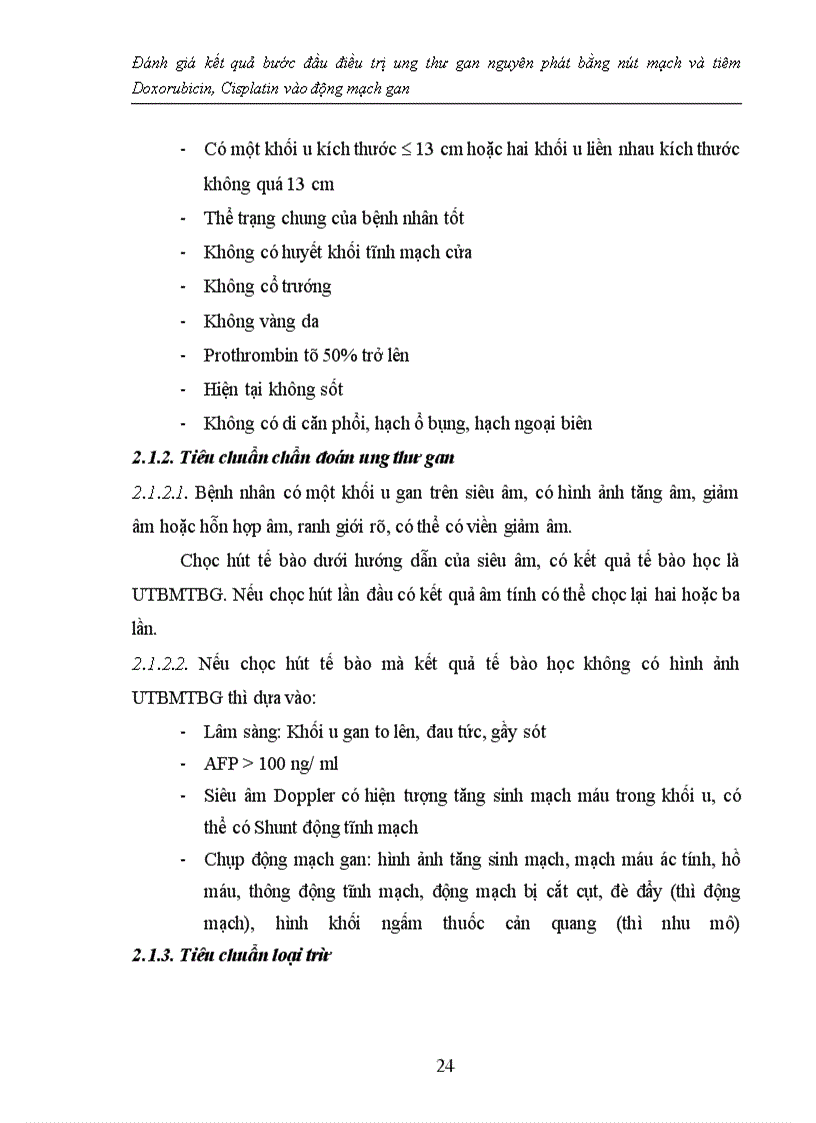 image for page Đánh giá kết quả bước đầu điều trị ung thư gan nguyên phát bằng nút mạch và tiêm Doxorubicin, Cisplatin vào động mạch gan