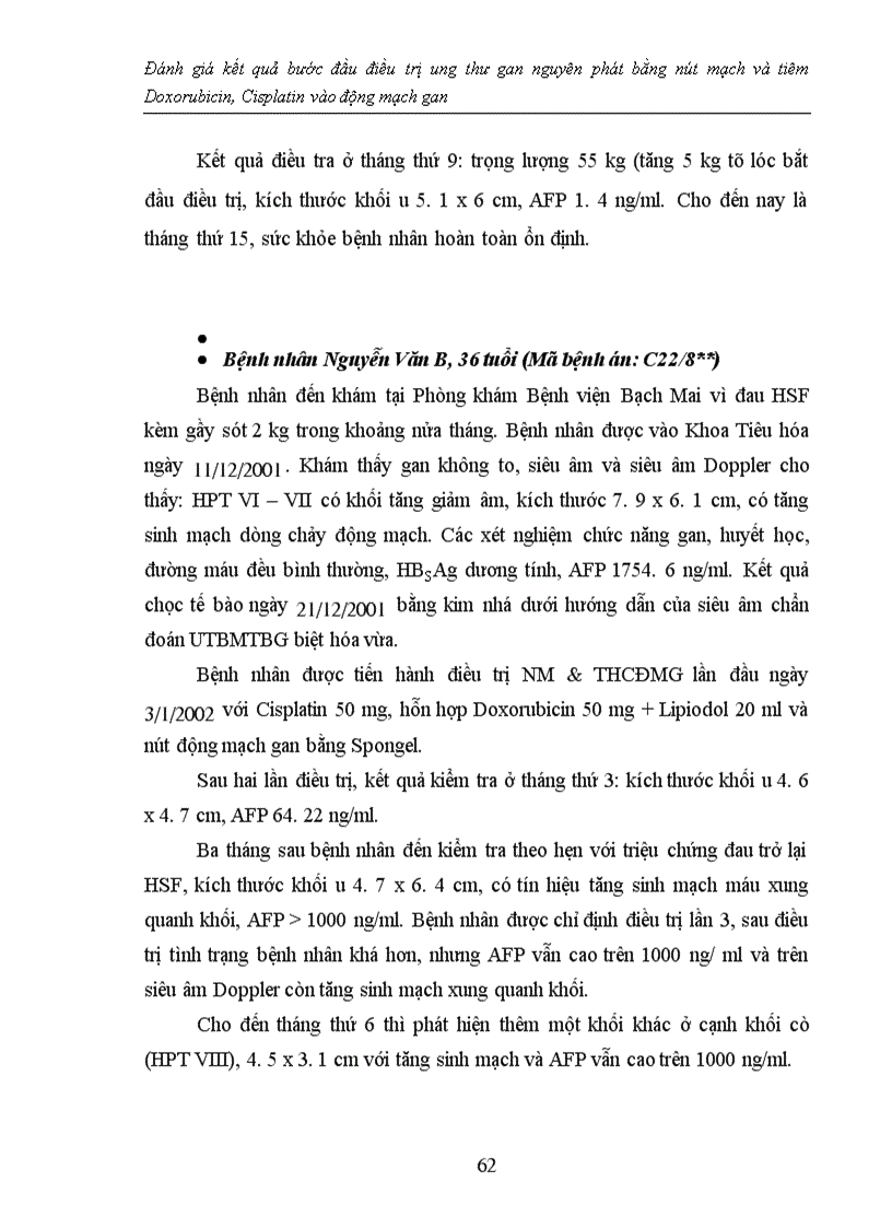 image for page Đánh giá kết quả bước đầu điều trị ung thư gan nguyên phát bằng nút mạch và tiêm Doxorubicin, Cisplatin vào động mạch gan