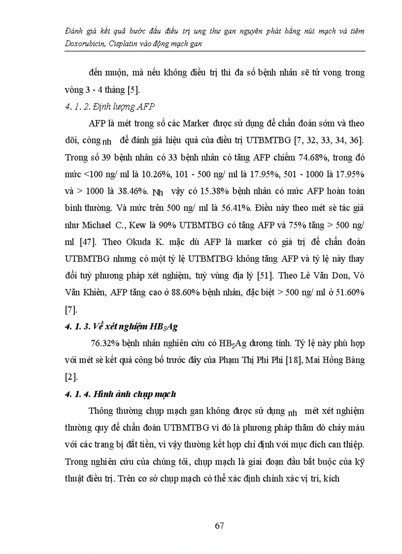 image for page Đánh giá kết quả bước đầu điều trị ung thư gan nguyên phát bằng nút mạch và tiêm Doxorubicin, Cisplatin vào động mạch gan