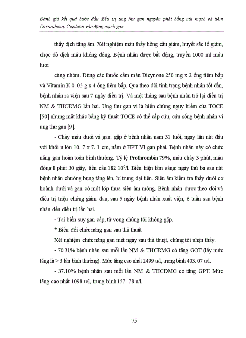 image for page Đánh giá kết quả bước đầu điều trị ung thư gan nguyên phát bằng nút mạch và tiêm Doxorubicin, Cisplatin vào động mạch gan