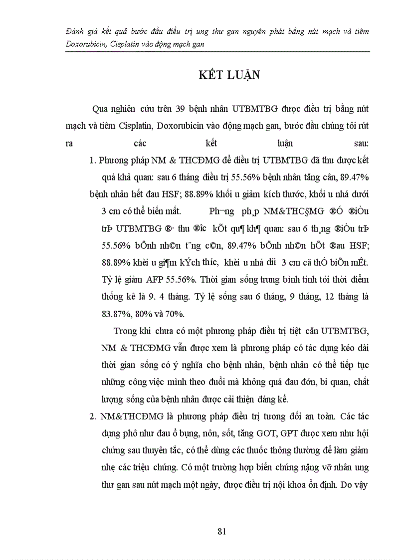 image for page Đánh giá kết quả bước đầu điều trị ung thư gan nguyên phát bằng nút mạch và tiêm Doxorubicin, Cisplatin vào động mạch gan
