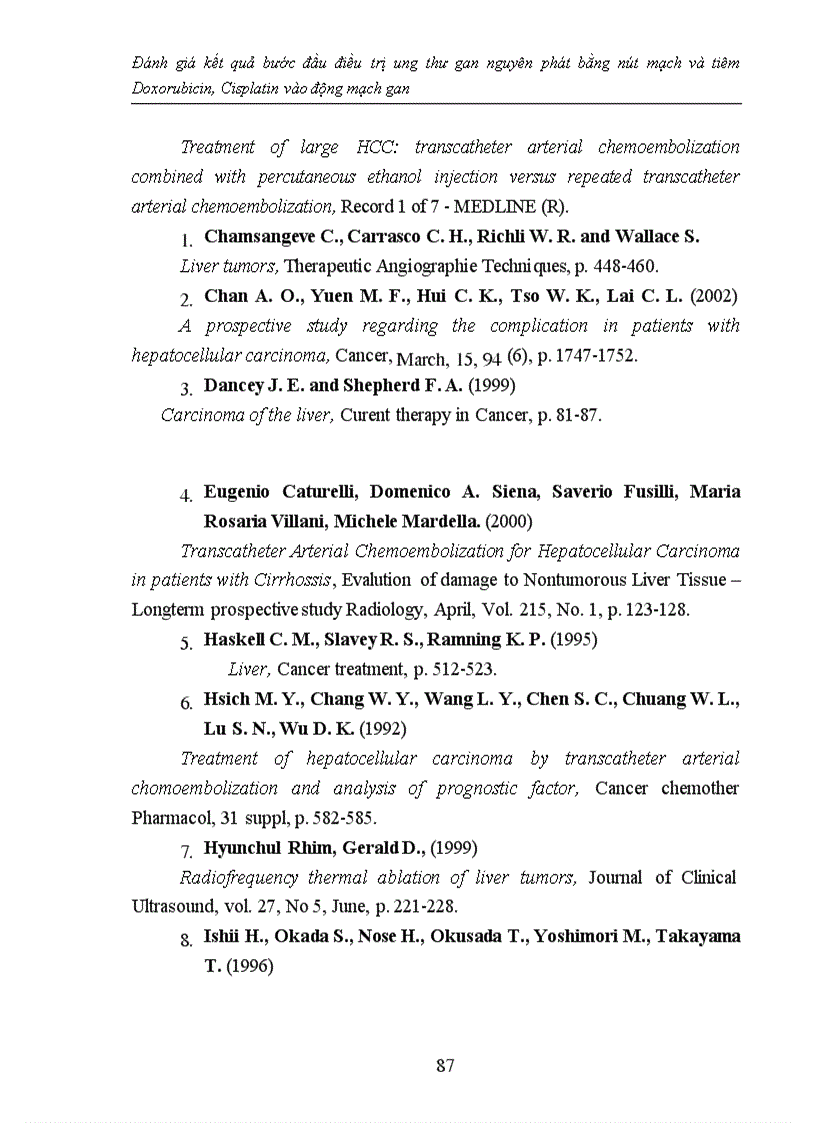 image for page Đánh giá kết quả bước đầu điều trị ung thư gan nguyên phát bằng nút mạch và tiêm Doxorubicin, Cisplatin vào động mạch gan