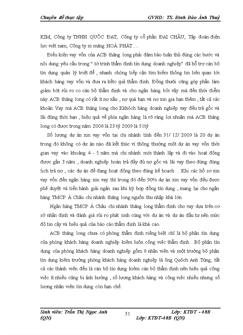 image for page Thực trạng thẩm định dự án vay vốn trong hoạt động cho vay của ngân hàng TMCP Á Châu chi nhánh Thăng Long –HN