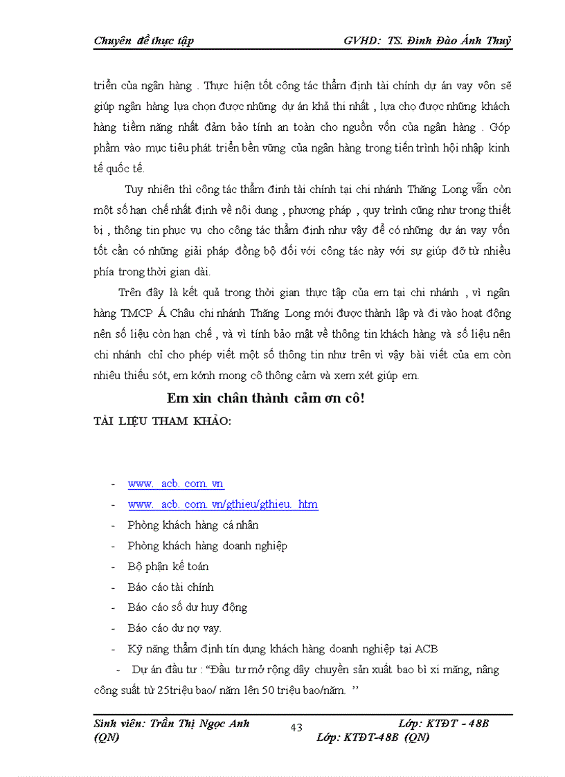 image for page Thực trạng thẩm định dự án vay vốn trong hoạt động cho vay của ngân hàng TMCP Á Châu chi nhánh Thăng Long –HN