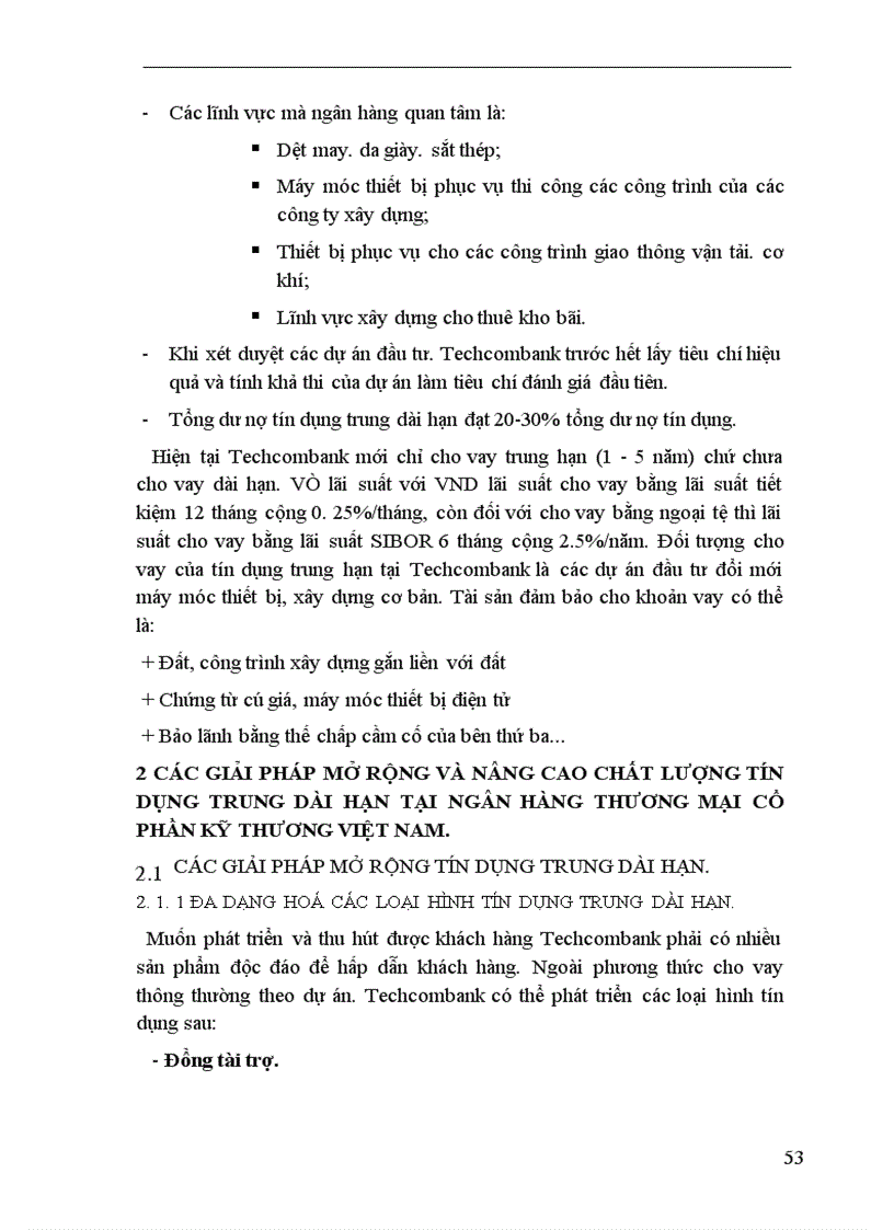 image for page Một số giải pháp nhằm mở rộng và nâng cao chất lượng tín dụng trung dài hạn tại Ngân hàng Thương mại Cổ phần Kỹ thương Việt Nam