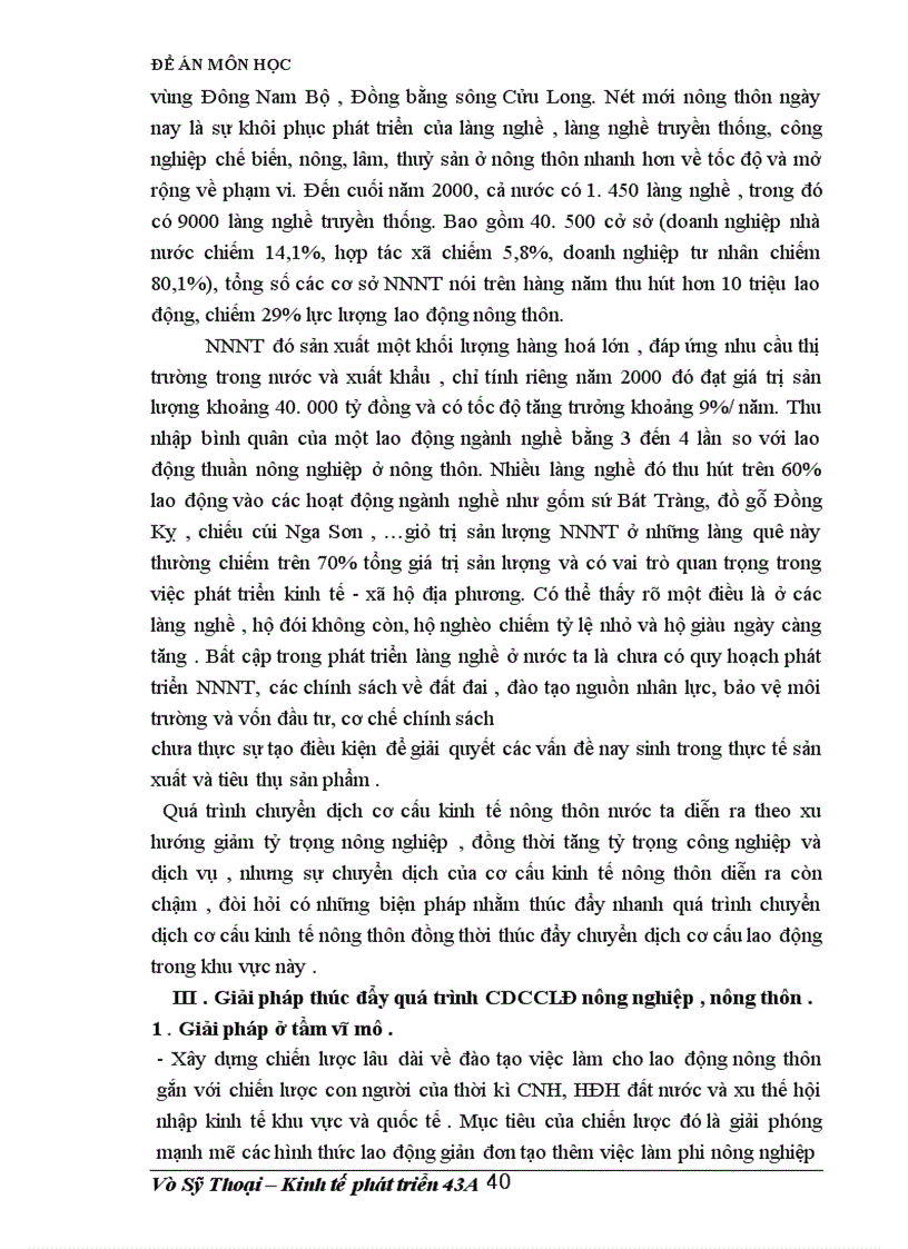 image for page Đề án môn học : Giải pháp thúc đẩy quá trình CDCCLĐ nông nghiệp ,nông thôn