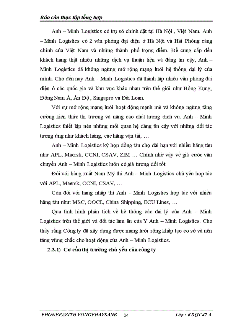 image for page Công tác quản lý hoạt động kinh doanh TNHH & DV Anh-Minh logistics.