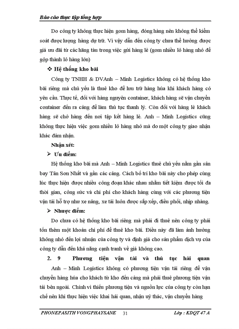 image for page Công tác quản lý hoạt động kinh doanh TNHH & DV Anh-Minh logistics.