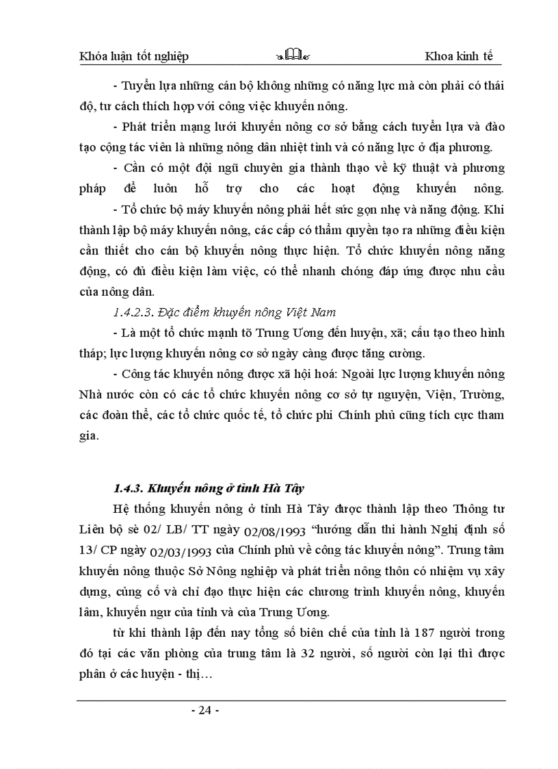 image for page Thực trạng và những giải pháp khuyến nông nhằm nâng cao hiệu quả sản xuất lúa của hợp tác xã Phong Vân - huyện Ba Vì - tỉnh Hà Tây